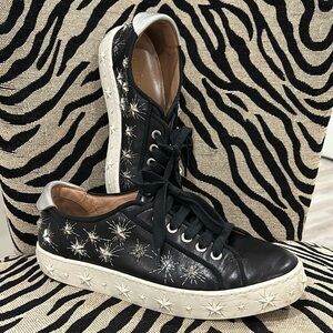 Aquazzura Black and Silver Star Sneakers